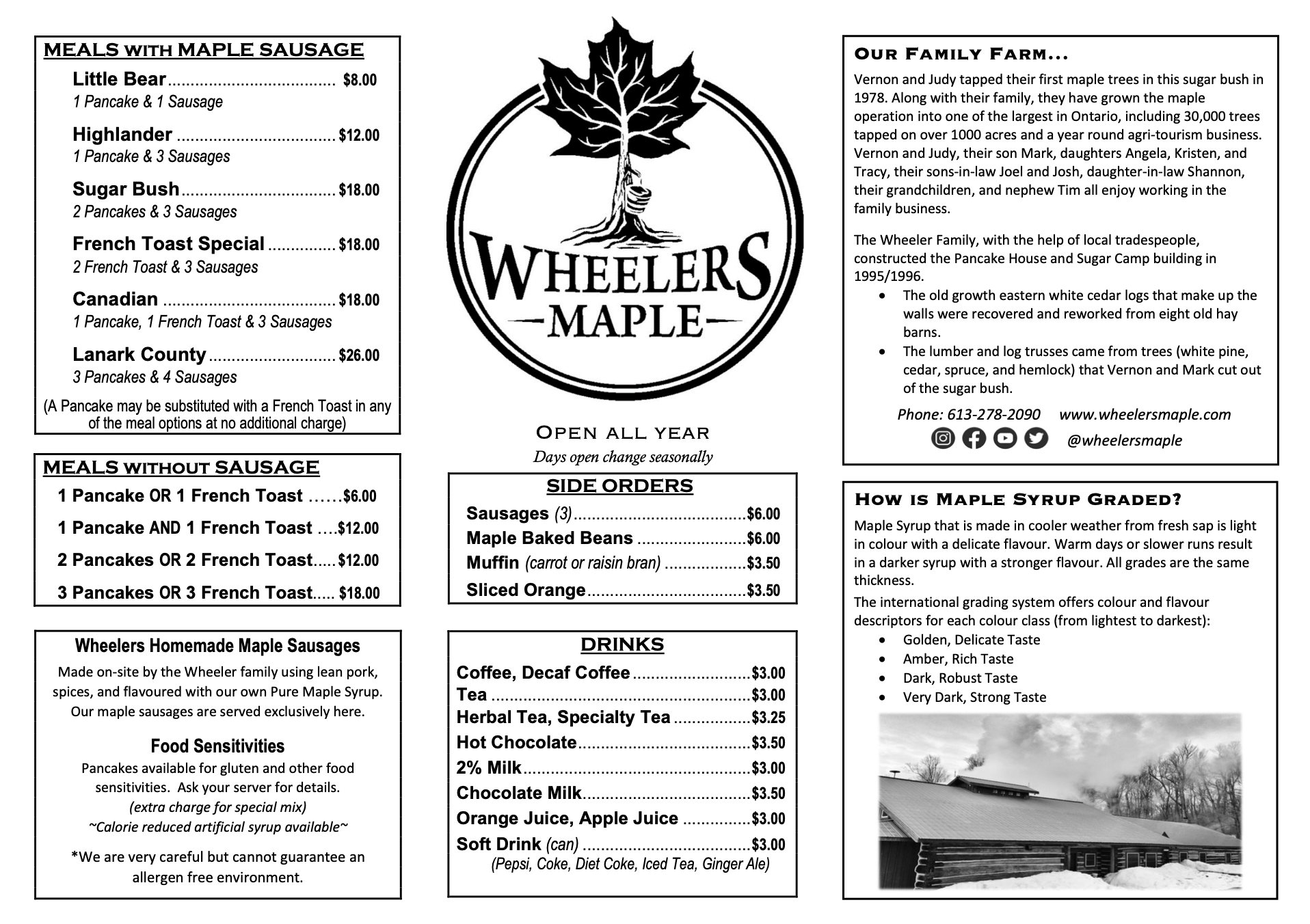 2026 Wheelers Menu